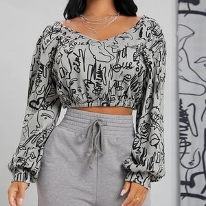 Graffiti Print Crop Top
